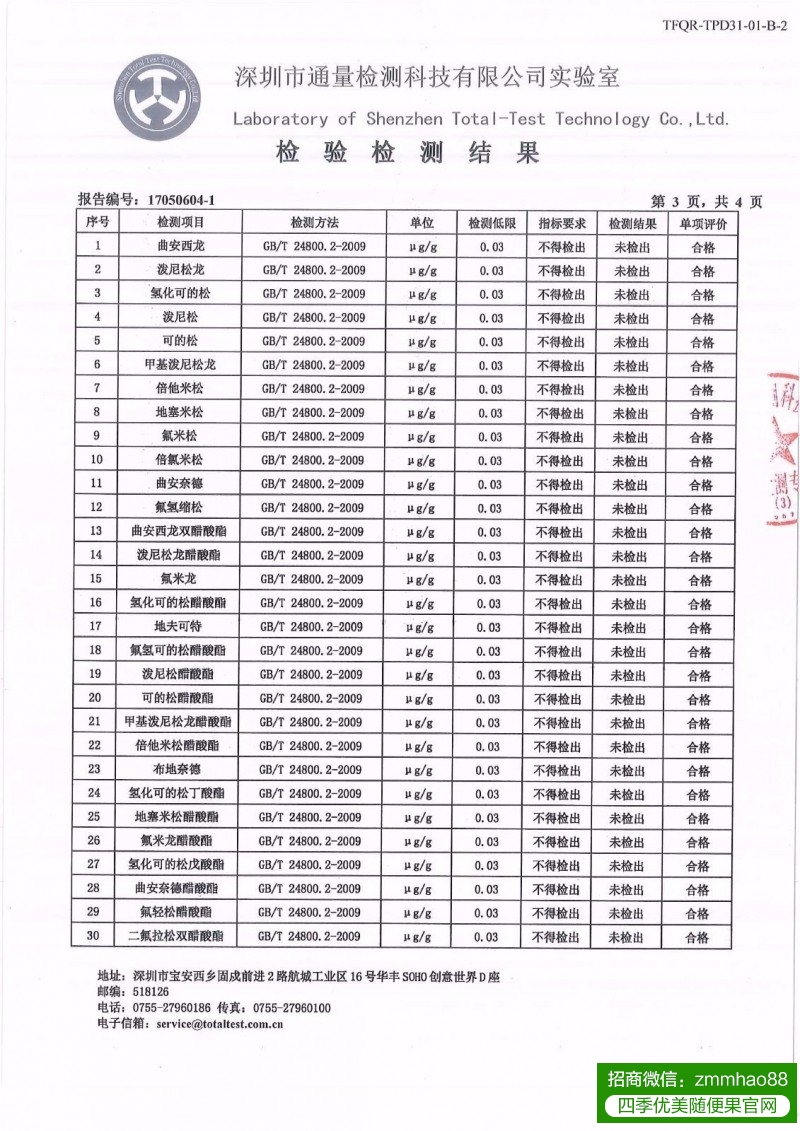 HHA面膜检测报告大全